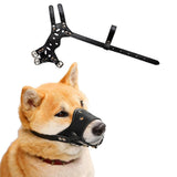 Adjustable PU Leather Dog Muzzle Pet Breathable Anti Bite Bark Chew Muzzles Brown - M - Close-Up Angle