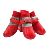 Waterproof Anti Slip Pet Shoes with Rubber Sole for Indoor and Outdoor Use Red - M - Front View