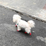 Waterproof Anti Slip Pet Shoes with Rubber Sole for Indoor and Outdoor Use Red - M - 45-Degree Angle
