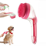 2-in-1 Pet Bath Brush with Built-in Shampoo Dispenser Dog Shampoo Bubble Maker Dog Cat Bathing Grooming Tool Rose Red - Front View