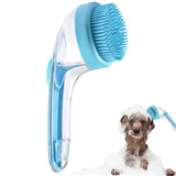 2-in-1 Pet Bath Brush with Built-in Shampoo Dispenser Dog Shampoo Bubble Maker Dog Cat Bathing Grooming Tool Rose Red - 45-Degree Angle