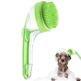 2-in-1 Pet Bath Brush with Built-in Shampoo Dispenser Dog Shampoo Bubble Maker Dog Cat Bathing Grooming Tool Rose Red - Rear View
