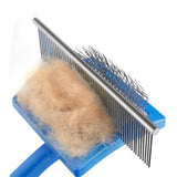 2-Piece Dog Slicker Brush & Comb Set for Grooming & Detangling Blue - 45-Degree Angle
