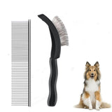 2-Piece Dog Slicker Brush & Comb Set for Grooming & Detangling Blue - Low Angle