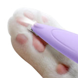 Cordless Pet Paw Trimmer with LED Light Rechargeable Grooming Tool for Dog Cat Purple - Top-Down View