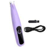 Cordless Pet Paw Trimmer with LED Light Rechargeable Grooming Tool for Dog Cat Purple - Rear View