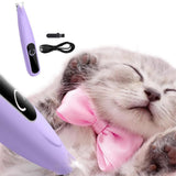 Cordless Pet Paw Trimmer with LED Light Rechargeable Grooming Tool for Dog Cat Purple - Low Angle