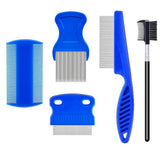 5 Pcs Set Flea Lice Comb for Pets Stainless Steel Dog Cat Dematting Grooming Combs - Front View