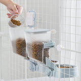 Automatic Food Water Dispenser Set Pet Feeder Bowl Set for Cage Light Blue - Side View