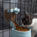 Automatic Food Water Dispenser Set Pet Feeder Bowl Set for Cage Light Blue - Top-Down View