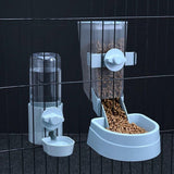Automatic Food Water Dispenser Set Pet Feeder Bowl Set for Cage Light Blue - Rear View