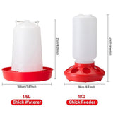 1L Chick Food Feeder and 1.5L Chicken Water Feeder Kit for Chick Aviaries - Rear View