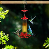 Outdoors Hanging Hummingbird Feeders with 5 Feeding Ports - Side View