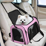Foldable Travel Pet Carrier Bag Portable Cat Dog Kennel Bag Pink - L