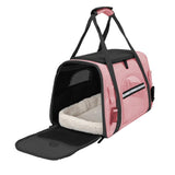 Cat Pet Carrier Travel Carrier Pet Bag for Small Medium Cats Pink - Top-Down View