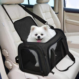 Foldable Travel Pet Carrier Bag Portable Cat Dog Kennel Bag Black - L - Front View
