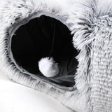 Plush Cat Tunnel with Cat Bed Pet Cat Tunnel Toys Gray - Side View