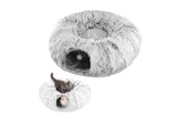 Plush Cat Tunnel with Cat Bed Pet Cat Tunnel Toys Gray - 45-Degree Angle