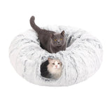 Plush Cat Tunnel with Cat Bed Pet Cat Tunnel Toys Gray - Rear View