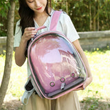 Expandable Travel Cat Backpack Carrier Polarized Tinted Bubble Window Pet Backpack Pink - Side View