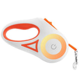 5M RGB Light Pet Leads Retractable Traction Rope Pet Cat Dog Leash Orange - Front View