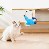 Cat Squeaky Toys Rechargeable Interactive Cat Toy Touch Activated Kitten Plush Pet Toys Blue - Rear View