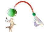Interactive Cat Toy Moving Cat Ball with Dragonfly Tail Indoor Auto-Turn Cat Toy Green - 45-Degree Angle