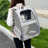 Travel Pet Cat Carrier Backpack Portable Breathable Outdoor Grey - Side View
