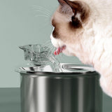 USB Powered 2L Automatic Cat Water Fountain Stainless Steel Pet Water Feeder - Side View