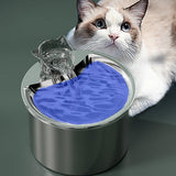 USB Powered 2L Automatic Cat Water Fountain Stainless Steel Pet Water Feeder - Top-Down View