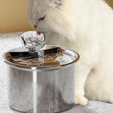 USB Powered 2L Automatic Cat Water Fountain Stainless Steel Pet Water Feeder - Close-Up Angle