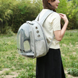 Expandable Travel Cat Backpack Carrier Polarized Tinted Bubble Window Pet Backpack Grey - Rear View