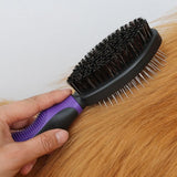 2PCS Pet Grooming Brushes Deshedding Bath Brush for Dogs Cats & Horses Purple - Side View