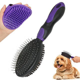 2PCS Pet Grooming Brushes Deshedding Bath Brush for Dogs Cats & Horses Purple - 45-Degree Angle