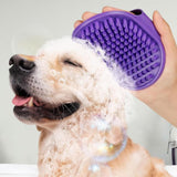 2PCS Pet Grooming Brushes Deshedding Bath Brush for Dogs Cats & Horses Purple - Close-Up Angle