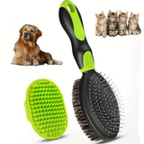 2PCS Pet Grooming Brushes Deshedding Bath Brush for Dogs Cats & Horses Purple - Extra Image