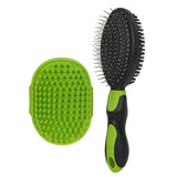 2PCS Pet Grooming Brushes Deshedding Bath Brush for Dogs Cats & Horses Green - Side View
