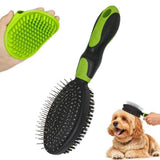 2PCS Pet Grooming Brushes Deshedding Bath Brush for Dogs Cats & Horses Green - Top-Down View
