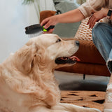 2PCS Pet Grooming Brushes Deshedding Bath Brush for Dogs Cats & Horses Green - Close-Up Angle