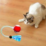Interactive Cat Toy Moving Cat Ball with Dragonfly Tail Indoor Auto-Turn Cat Toy Red - Side View