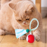 Interactive Cat Toy Moving Cat Ball with Dragonfly Tail Indoor Auto-Turn Cat Toy Red - Top-Down View