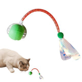 Interactive Cat Toy Moving Cat Ball with Dragonfly Tail Indoor Auto-Turn Cat Toy Red - Extra Image