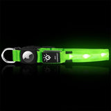 Luminous LED Pet Dog Collar Light-up USB Rechargeable Dog Collar Green - L - 45-Degree Angle