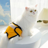 Washable Female Pet Nappy Diaper Dog Cat Physiological Pants Yellow - L