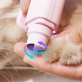 2-in-1 Pet Nail Grinder with LED Lights USB Rechargeable Dog Nail Clippers Cats Claw Trimmer Pink - Front View