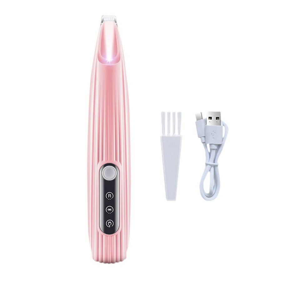 Dog Paw Trimmer with LED Light Rechargeable Pet Hair Clippers for Small Dogs Cats White