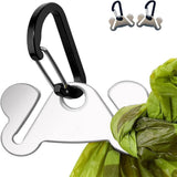 2PCS Metal Dog Poop Bag Holder Clips - Hands-Free Leash Attachment - Low Angle