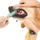 Silicone Pet Finger Toothbrush - Daily Teeth Cleaning for Cats and Dogs Green - Front View