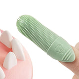 Silicone Pet Finger Toothbrush - Daily Teeth Cleaning for Cats and Dogs Green - Side View