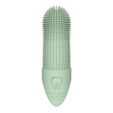 Silicone Pet Finger Toothbrush - Daily Teeth Cleaning for Cats and Dogs Green - 45-Degree Angle
